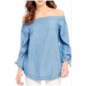 Free People Women's Off-Shoulder Chambray Top